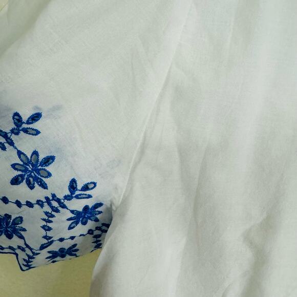 J Crew V Neck Embroidered Short Sleeve 100% Cotton Top US Women's M New - Picture 6 of 7